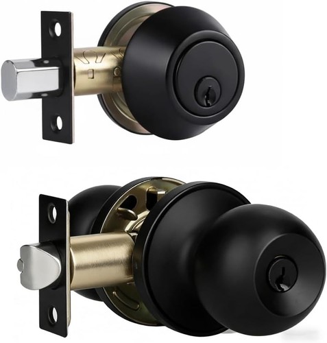 Black door knob with - with, and